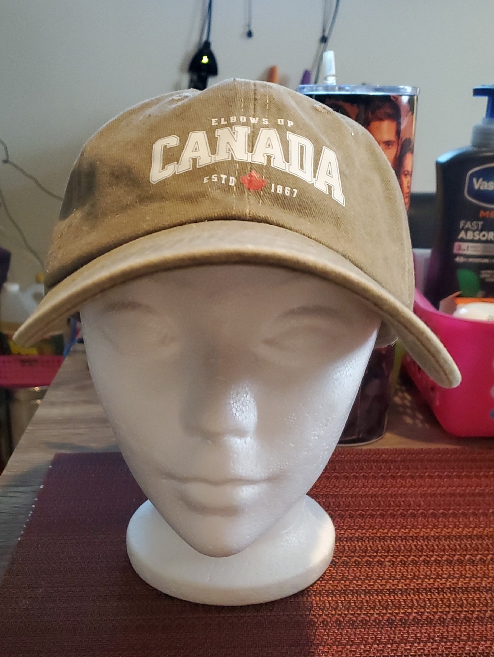 Canada Elbows Up Embroidered Baseball Cap - Olive Green
